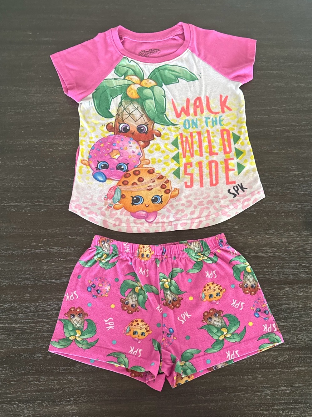 Shopkins Girls 7/8 Short Sleeve & Shorts Matching Pajamas